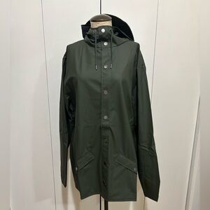 Rains Jacket - UNISEX Dark Green Hooded Raincoat - M - NWT